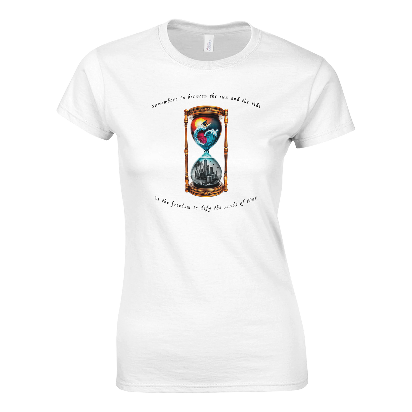 Time Surfer - Classic Womens Crewneck White Graphic Tee