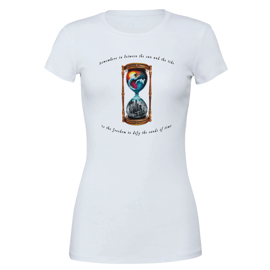 Time Surfer  Premium Womens Crewneck Graphic Tee White