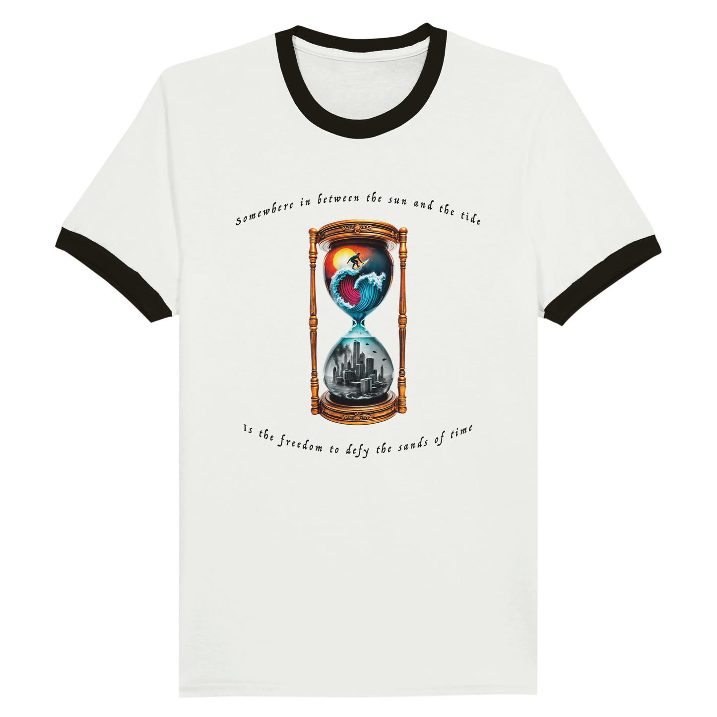 Time Surfer Ringer Graphic Tee Black