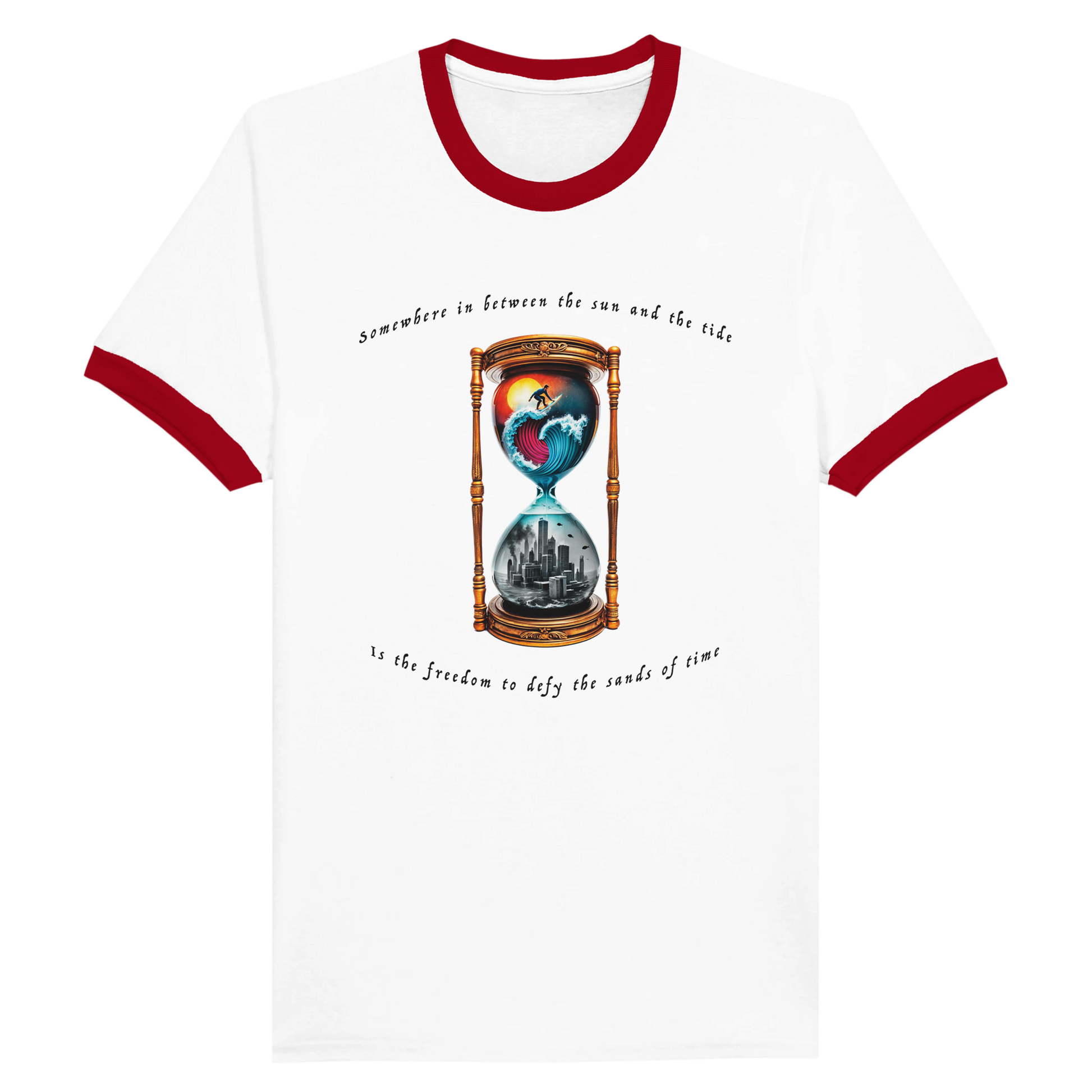 Time Surfer Ringer Graphic Tee Red